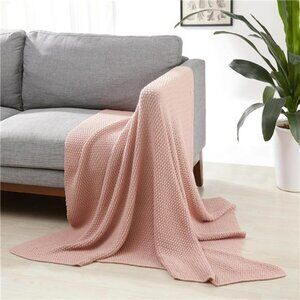 Chunky cable knit throw blanket couch sofa bed lightweight soft cozy decor